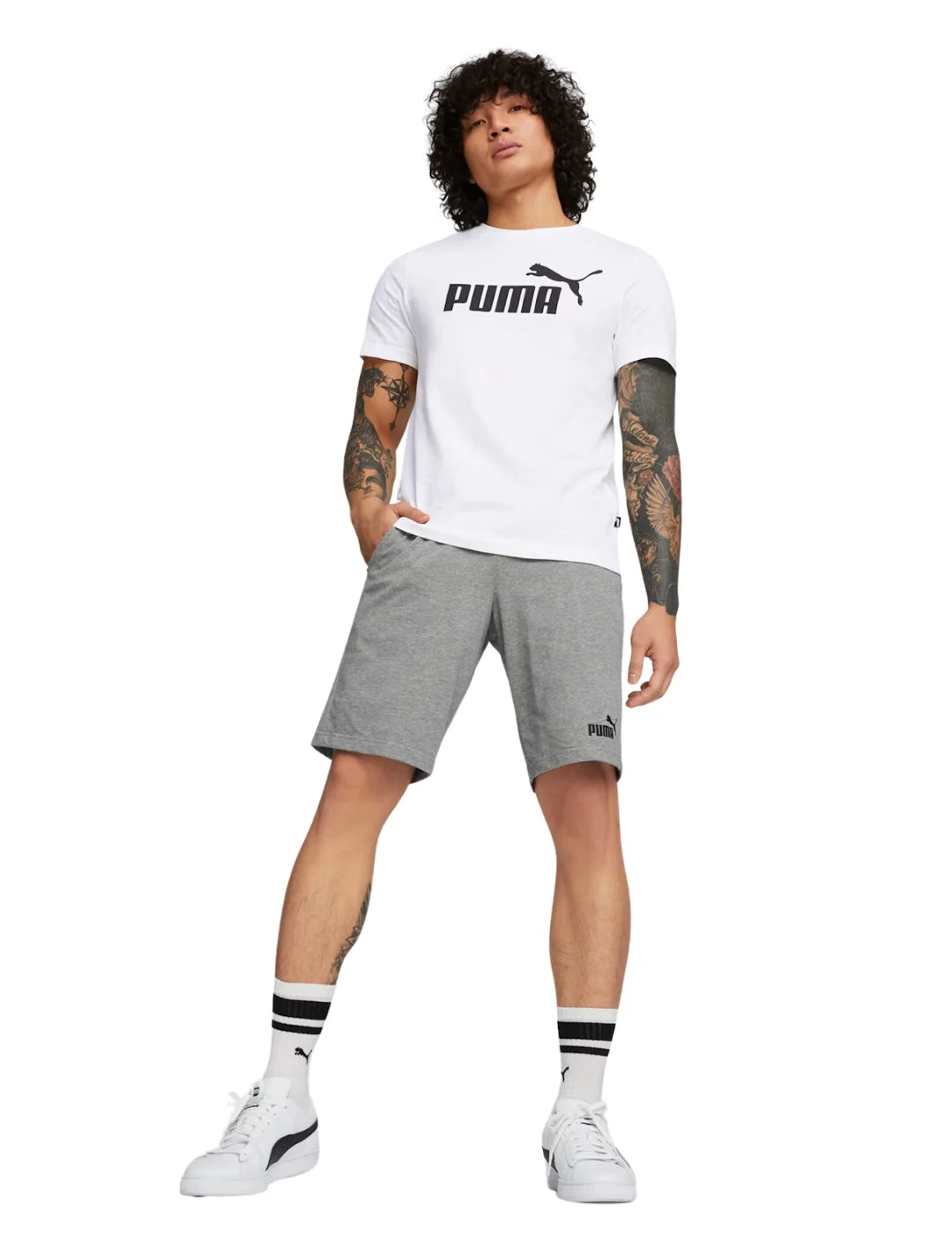 Camiseta PUMA Logo Essentials Blanco | Bicos de Fío