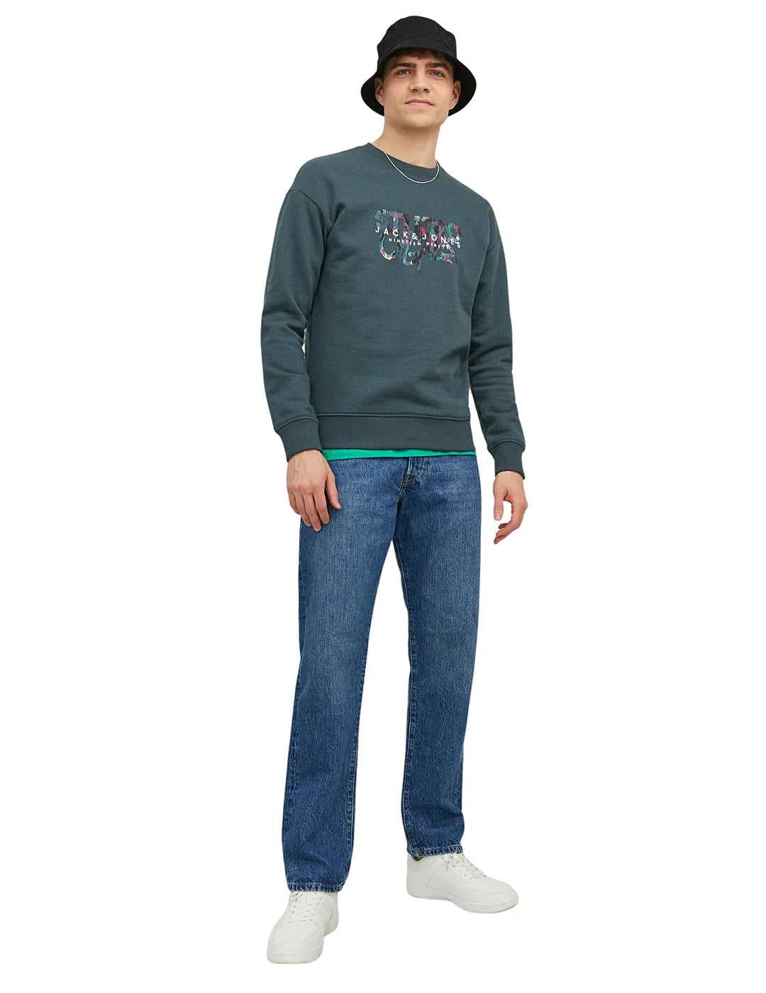 Sudadera Hombre Print Jack and Jones Verde