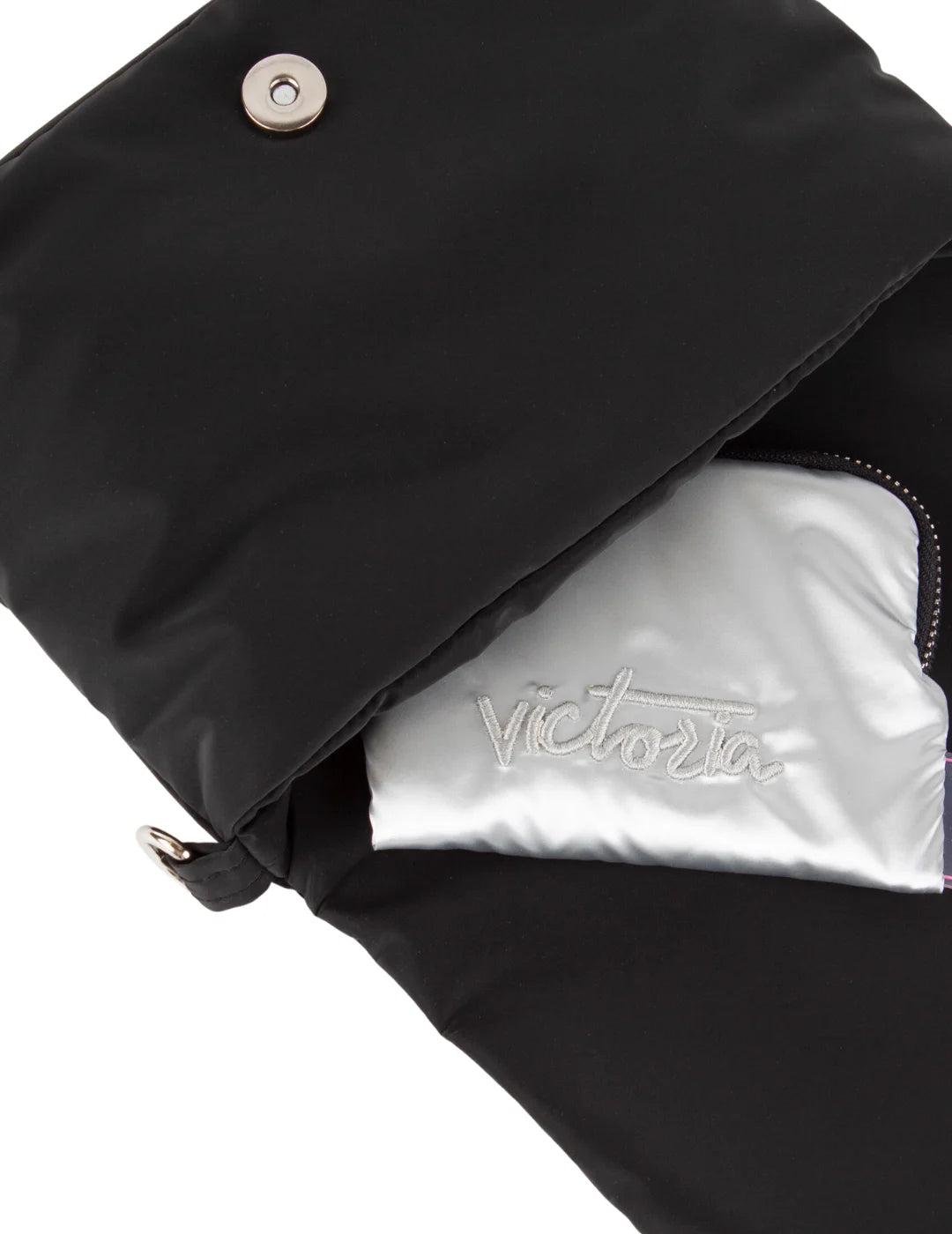 Bandolera Nylon Metalizado Victoria Negro | Bicos de Fío