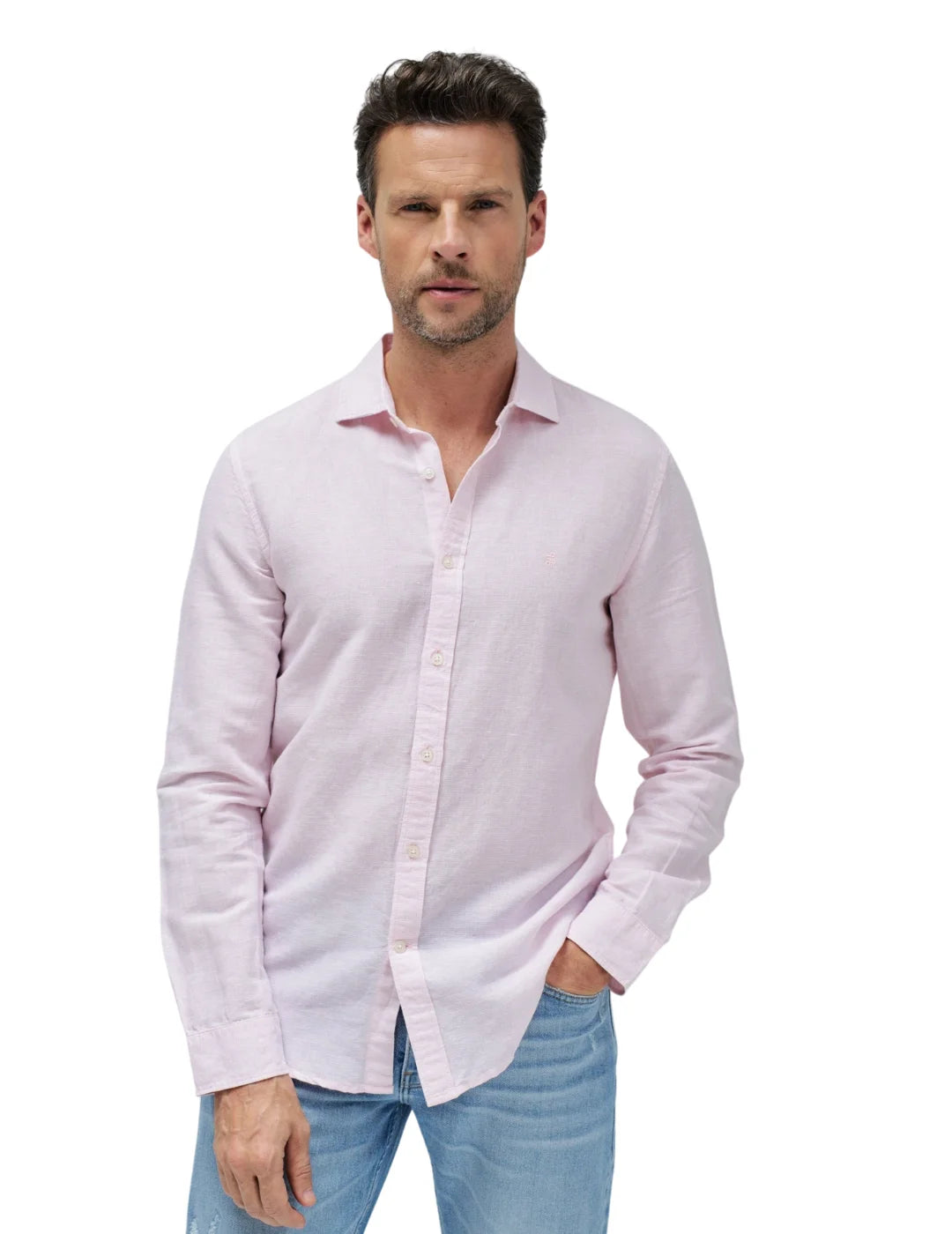 Camisa De Lino Salsa Jeans Rosa | Bicos de Fío