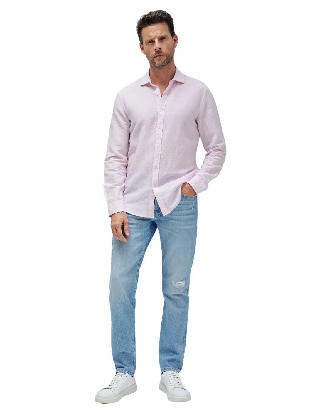 Camisa De Lino Salsa Jeans Rosa | Bicos de Fío