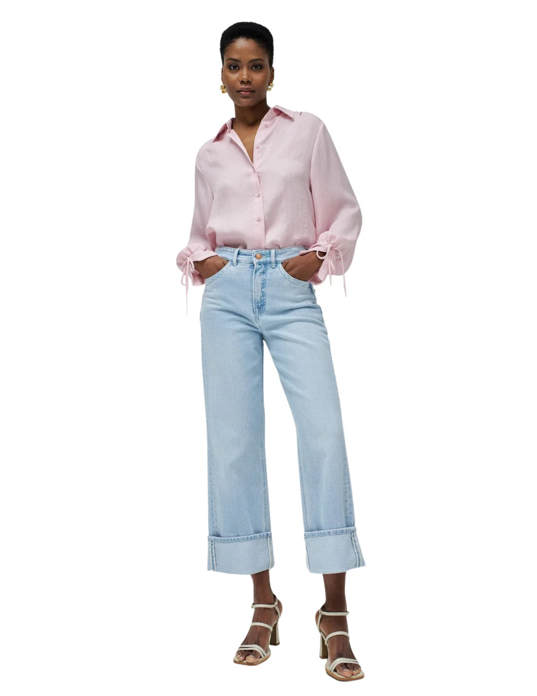 Camisa Efecto Rayas Salsa Jeans Rosa | Bicos de Fío