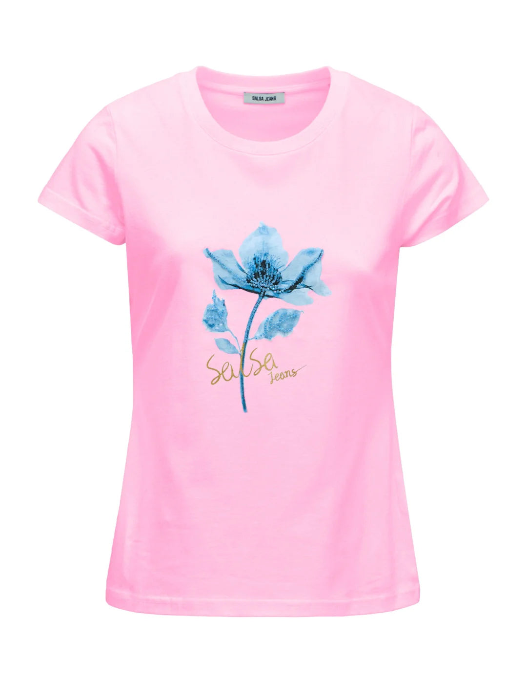 Camiseta Salsa Jeans Print Flor Rosa | Bicos de Fío