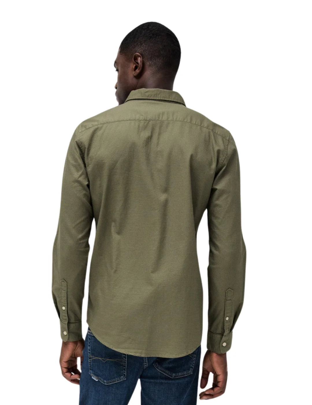 Camisa Slim Fit Salsa Jeans Microprint Verde | Bicos de Fío