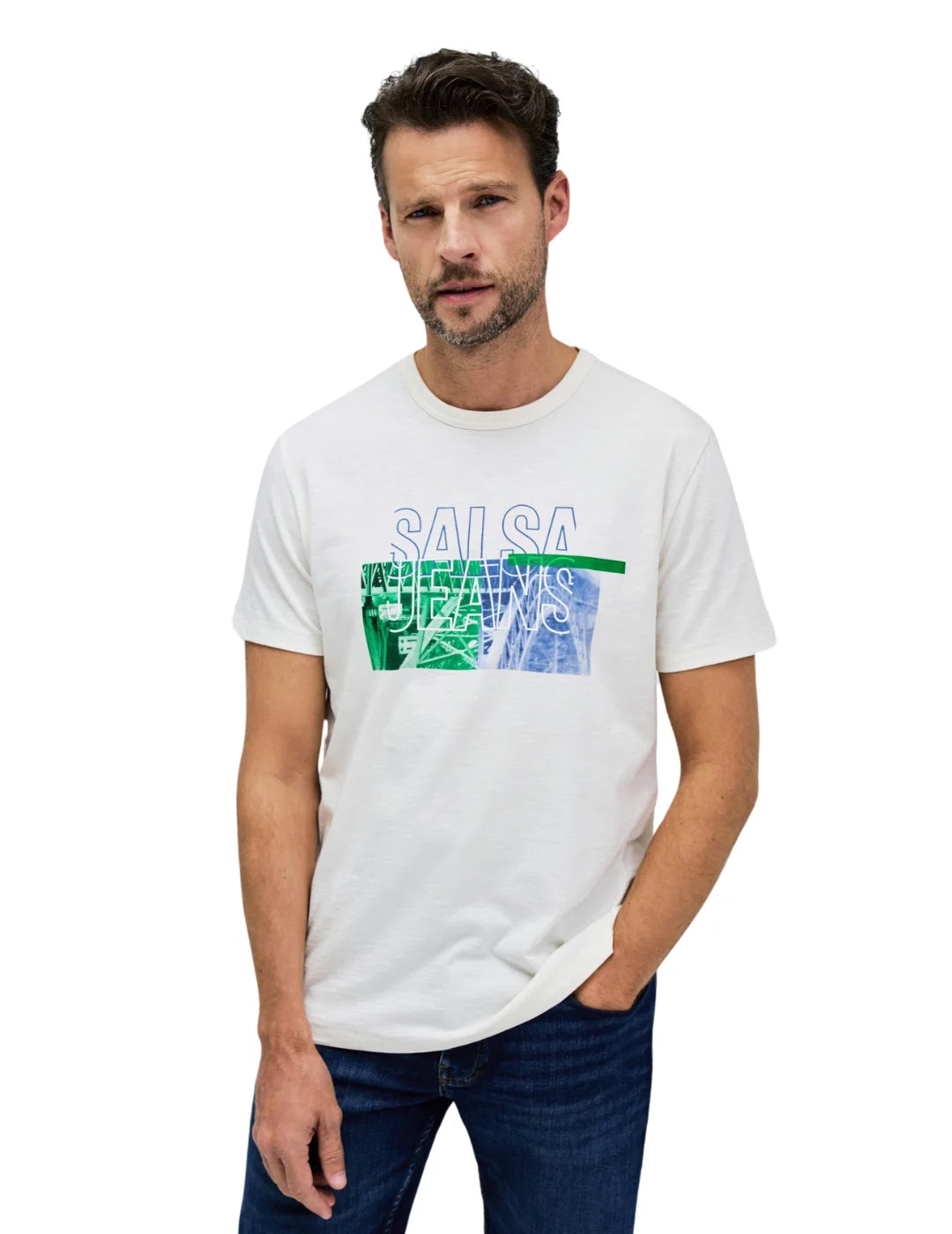 Camiseta Salsa Jeans Logo Frontal Blanco | Bicos de Fío