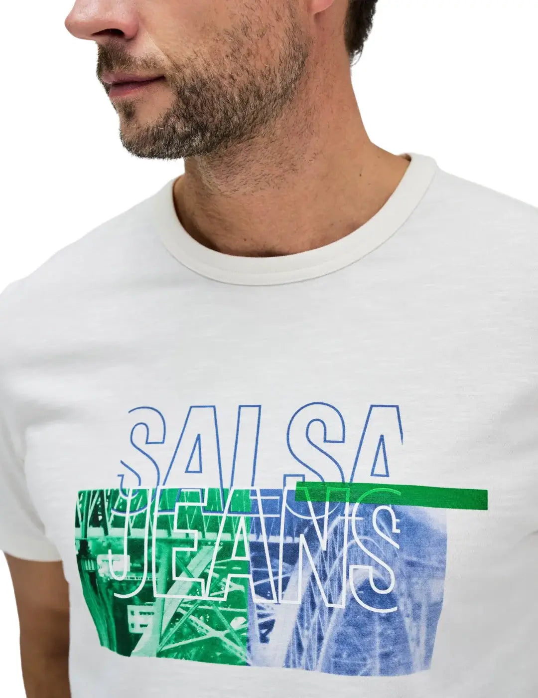 Camiseta Salsa Jeans Logo Frontal Blanco | Bicos de Fío