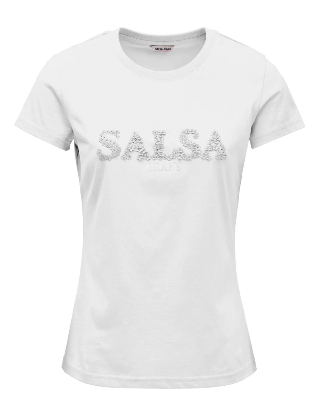 Camiseta Logo Flores Salsa Jeans Blanco | Bicos de Fío