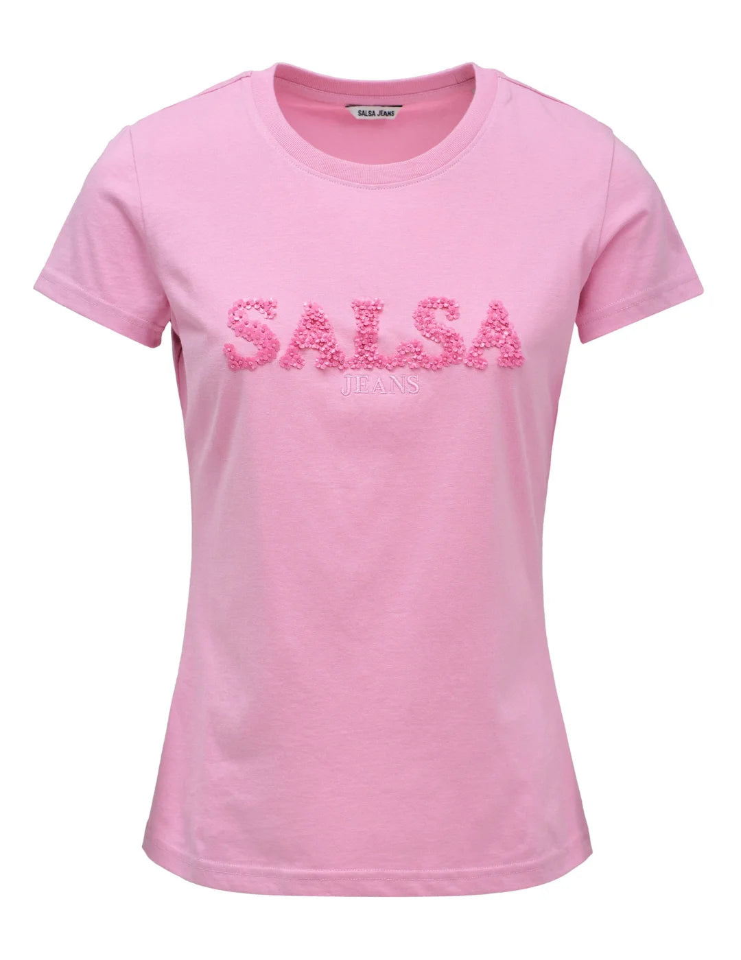 Camiseta Logo Flores Salsa Jeans Rosa | Bicos de Fío