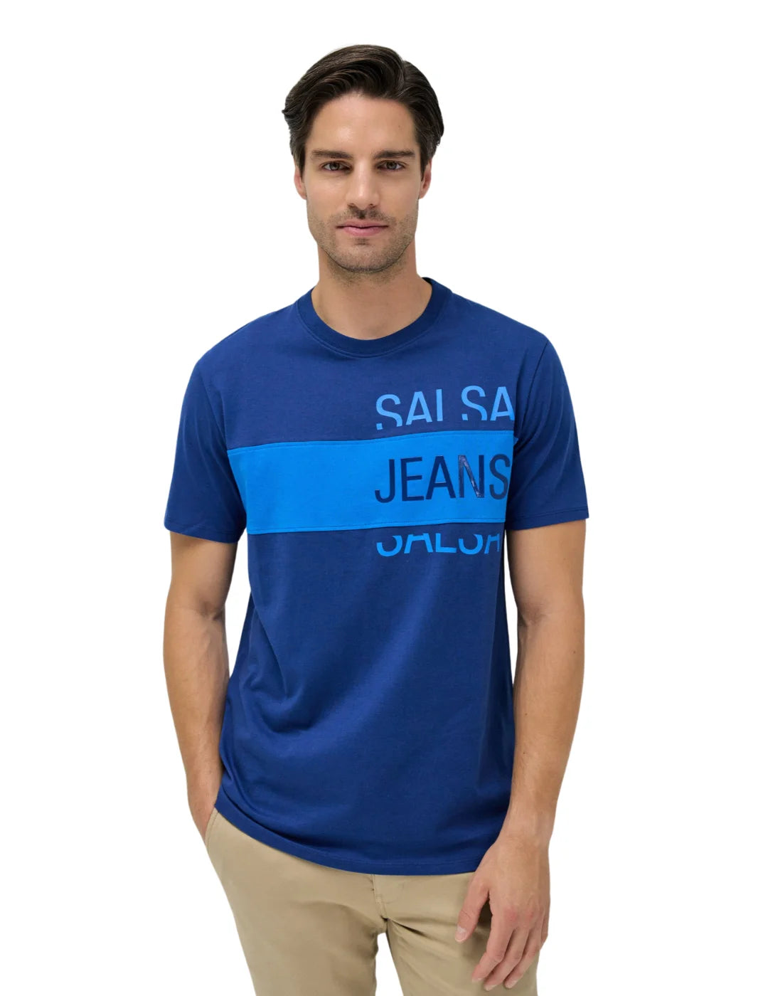 Camiseta Salsa Jeans Logo Franja Azul | Bicos de Fío