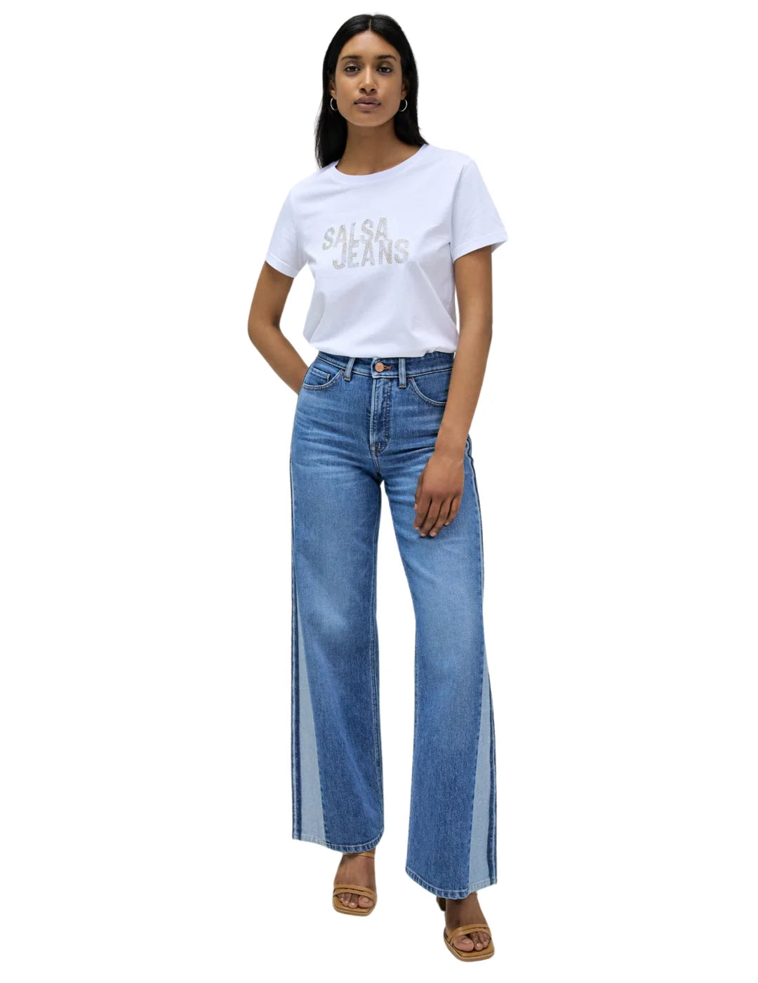 Camiseta Salsa Jeans Logo Lurex Blanco | Bicos de Fío