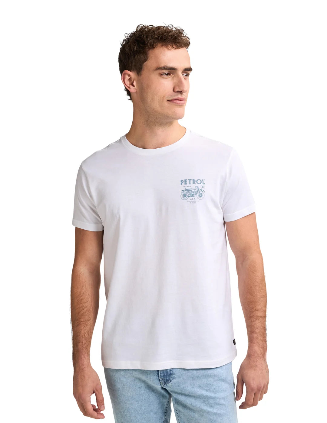 Camiseta Petrol Industries Print Moto Blanco | Bicos de Fío