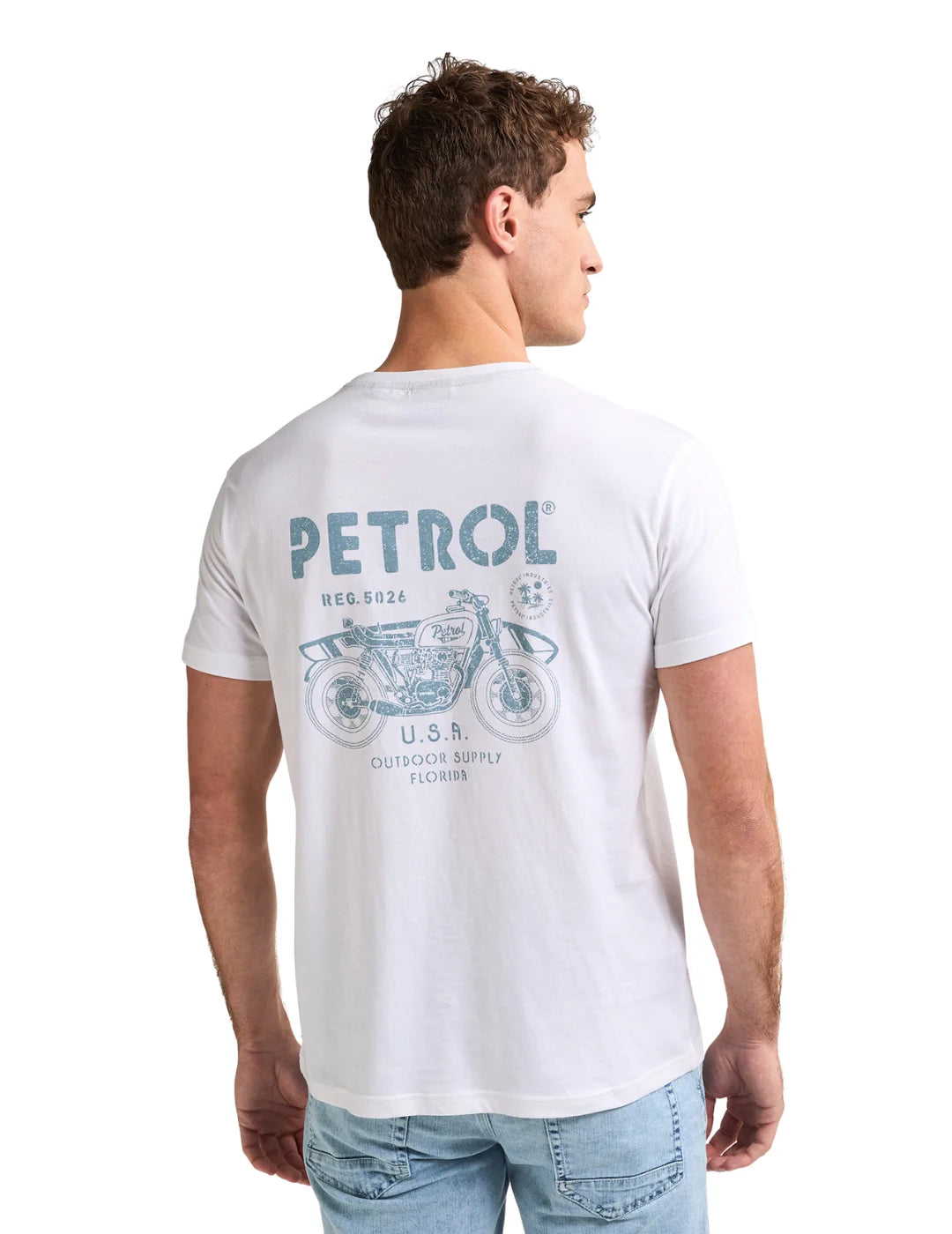 Camiseta Petrol Industries Print Moto Blanco | Bicos de Fío