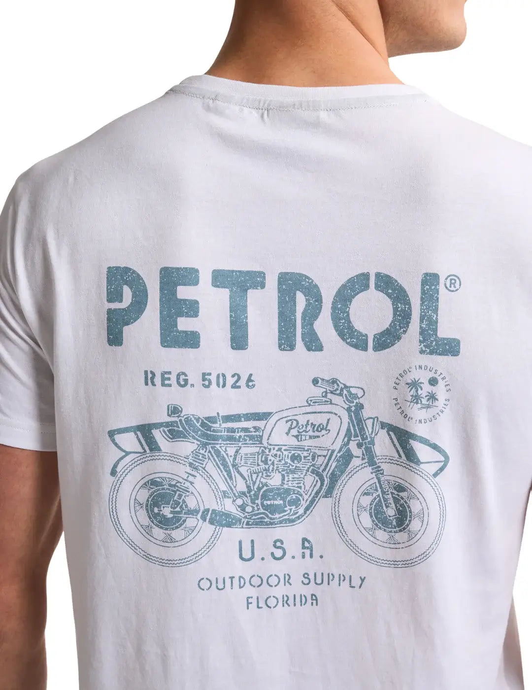 Camiseta Petrol Industries Print Moto Blanco | Bicos de Fío