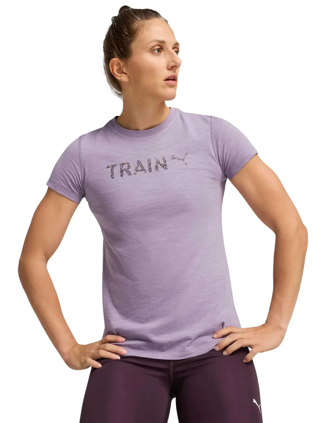 Camiseta PUMA Women's Graphic Tee Train Lila | Bicos de Fío