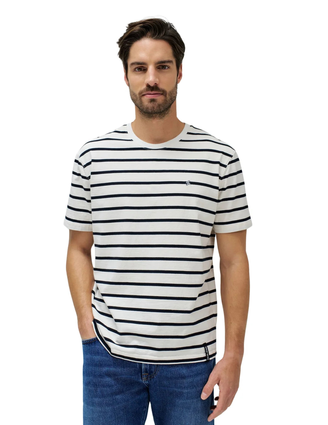 Camiseta Raya Marinera Salsa Jeans Blanco | Bicos de Fío