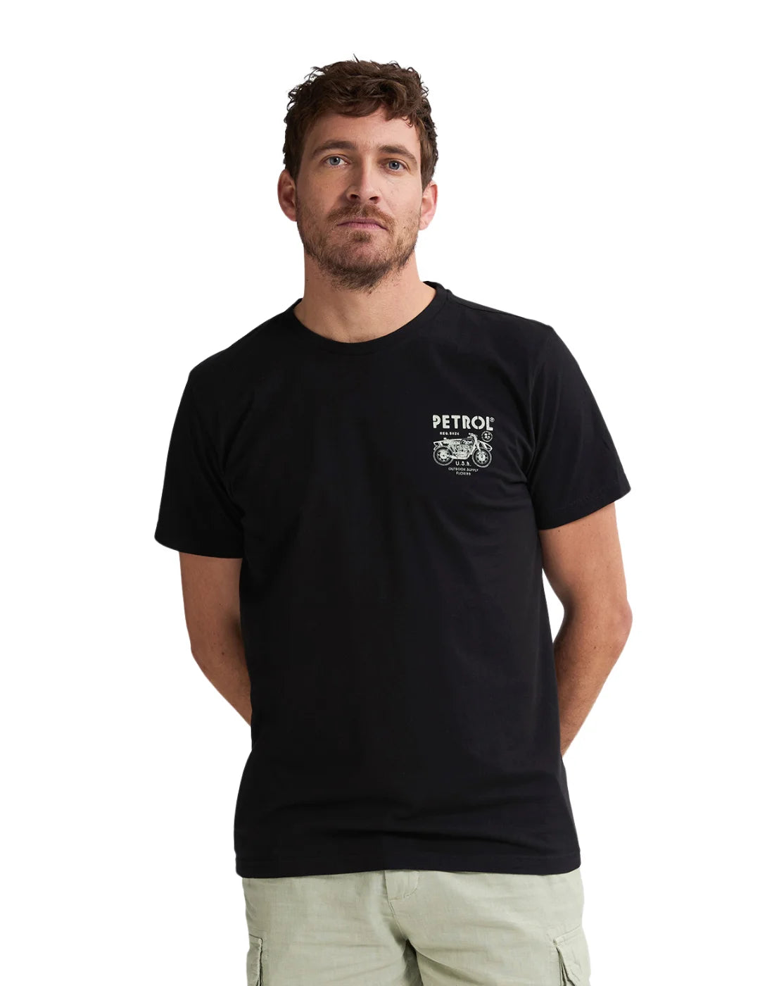 Camiseta Petrol Industries Print Moto Negro | Bicos de Fío