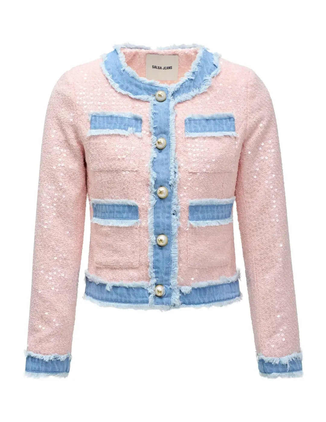 Chaqueta Estilo Chanel Salsa Jeans Rosa | Bicos de Fío