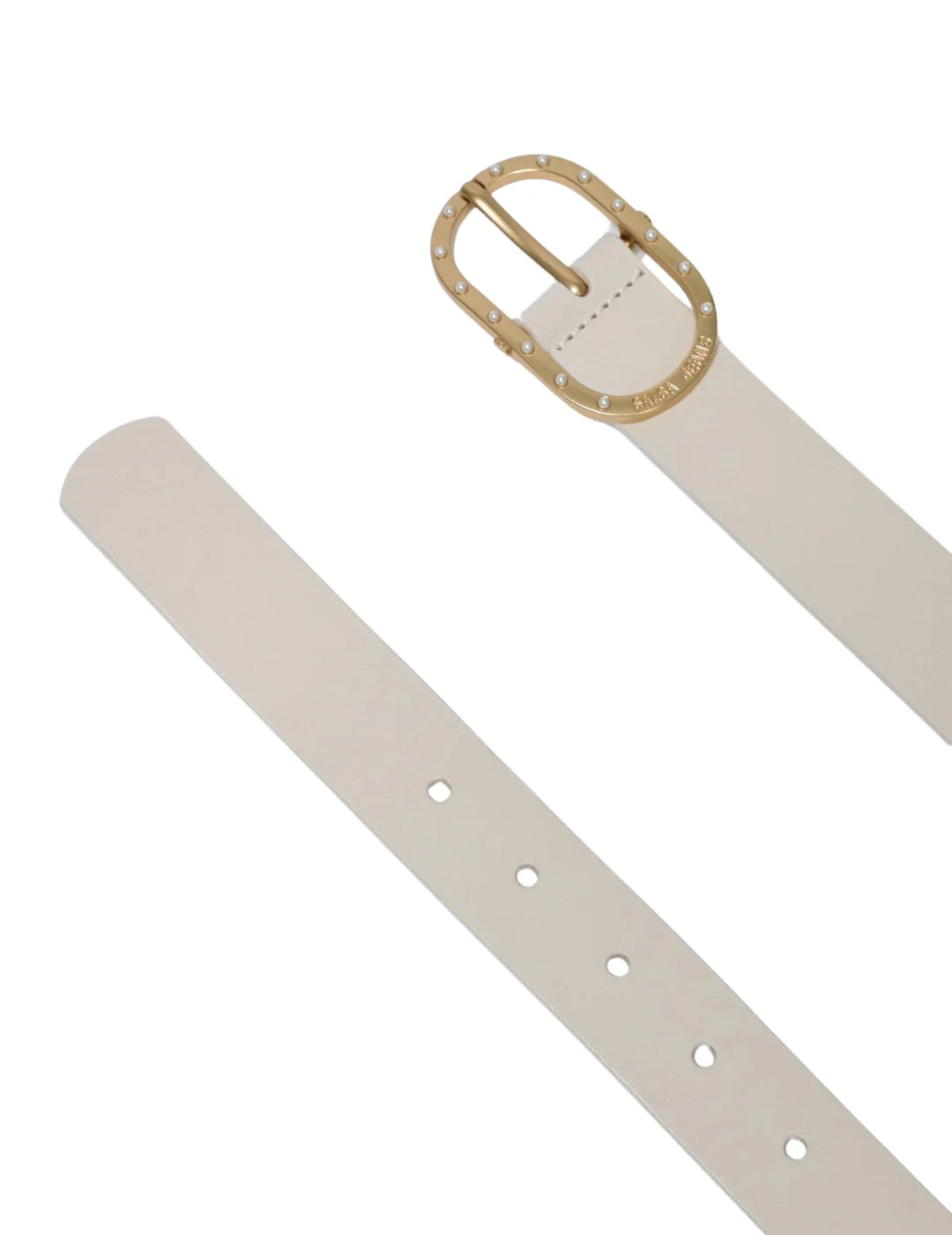 Cinturón Piel Salsa Jeans Hebilla Brillantes Beige | Bicos de Fío