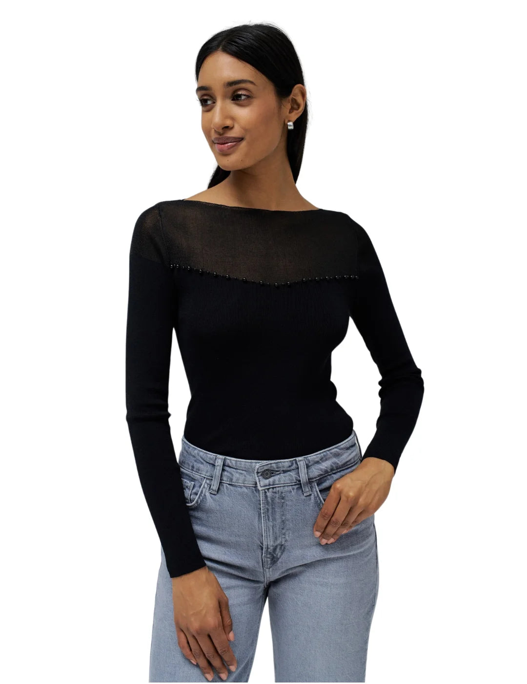 Jersey De Tul Salsa Jeans Negro | Bicos de Fío