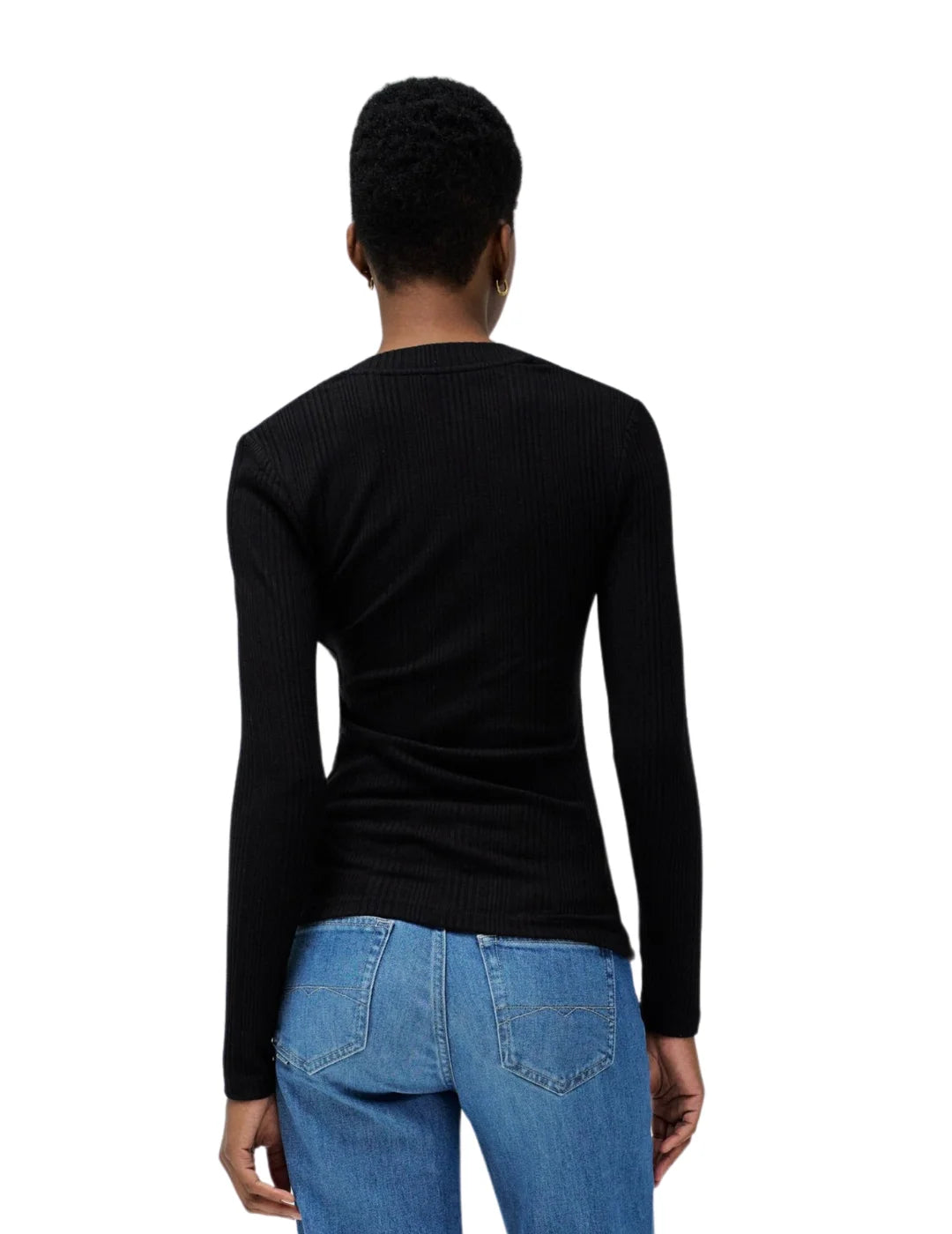 Jersey Escote Cuadrado Botones Salsa Jeans Negro | Bicos de Fío