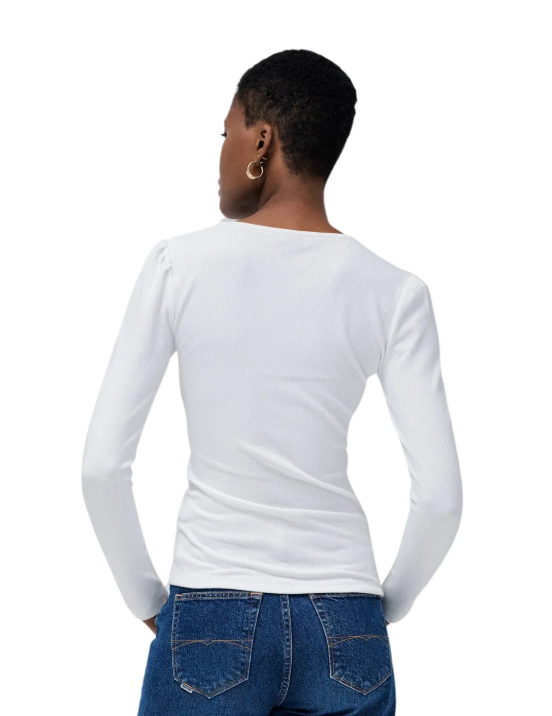 Jersey Escote Pico Botones Salsa Jeans Blanco | Bicos de Fío