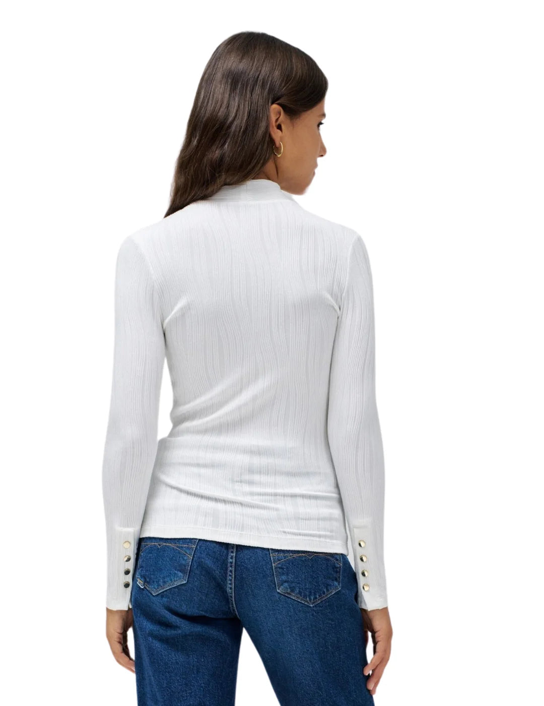 Jersey Punto Canalé Salsa Jeans Blanco | Bicos de Fío