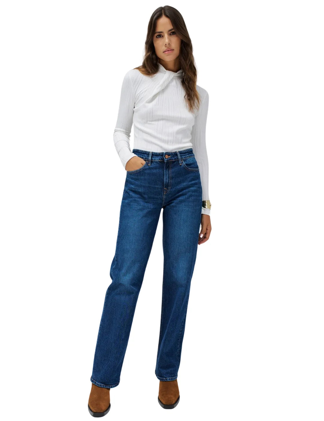 Jersey Punto Canalé Salsa Jeans Blanco | Bicos de Fío