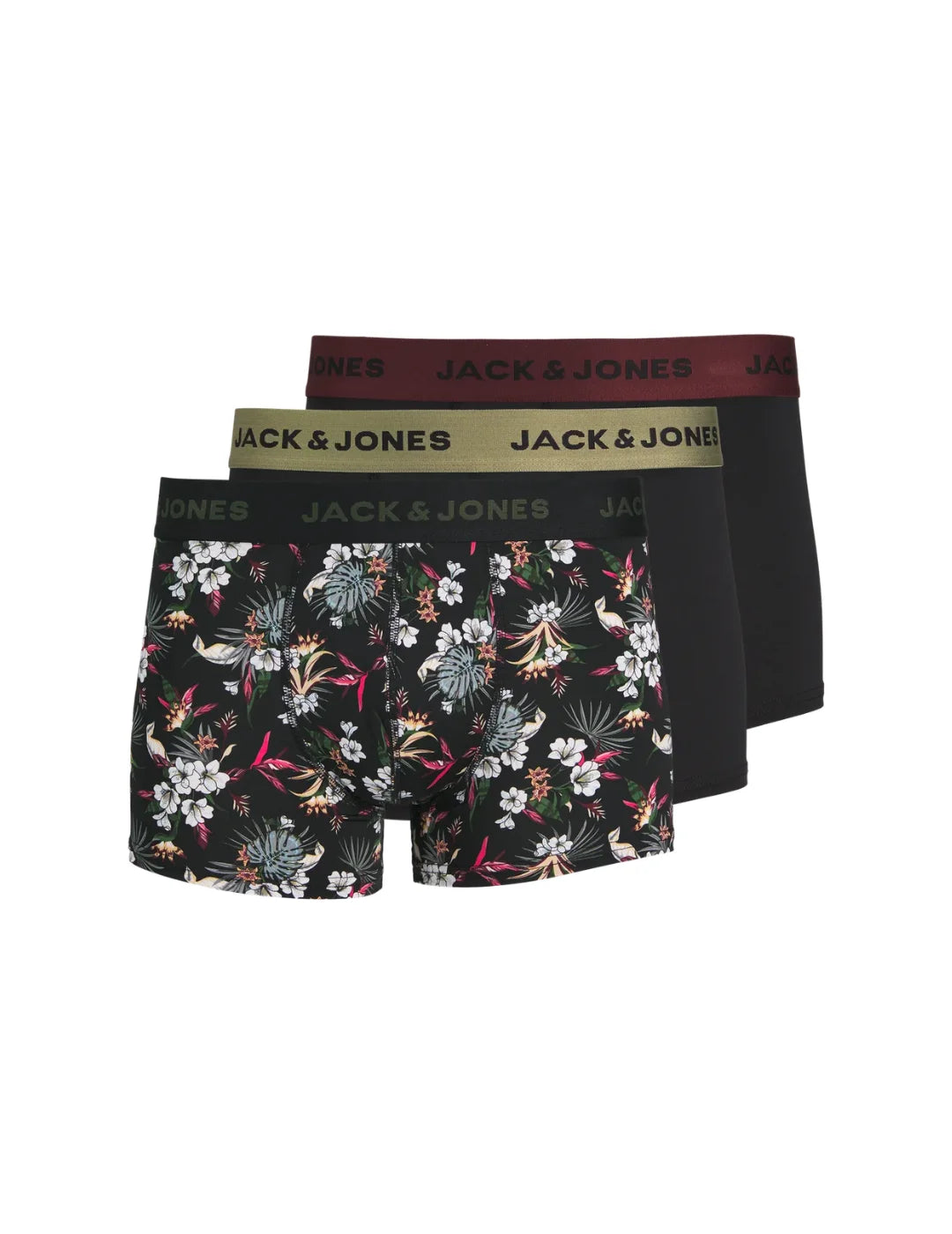 Pack 3 Boxer Jack&Jones Flower Negro | Bicos de Fío