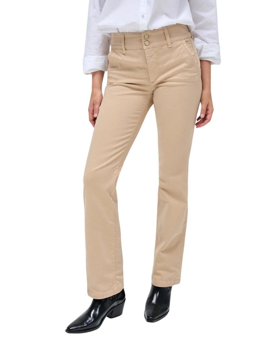 Pantalón Chino Straight Salsa Jeans Beige | Bicos de Fío