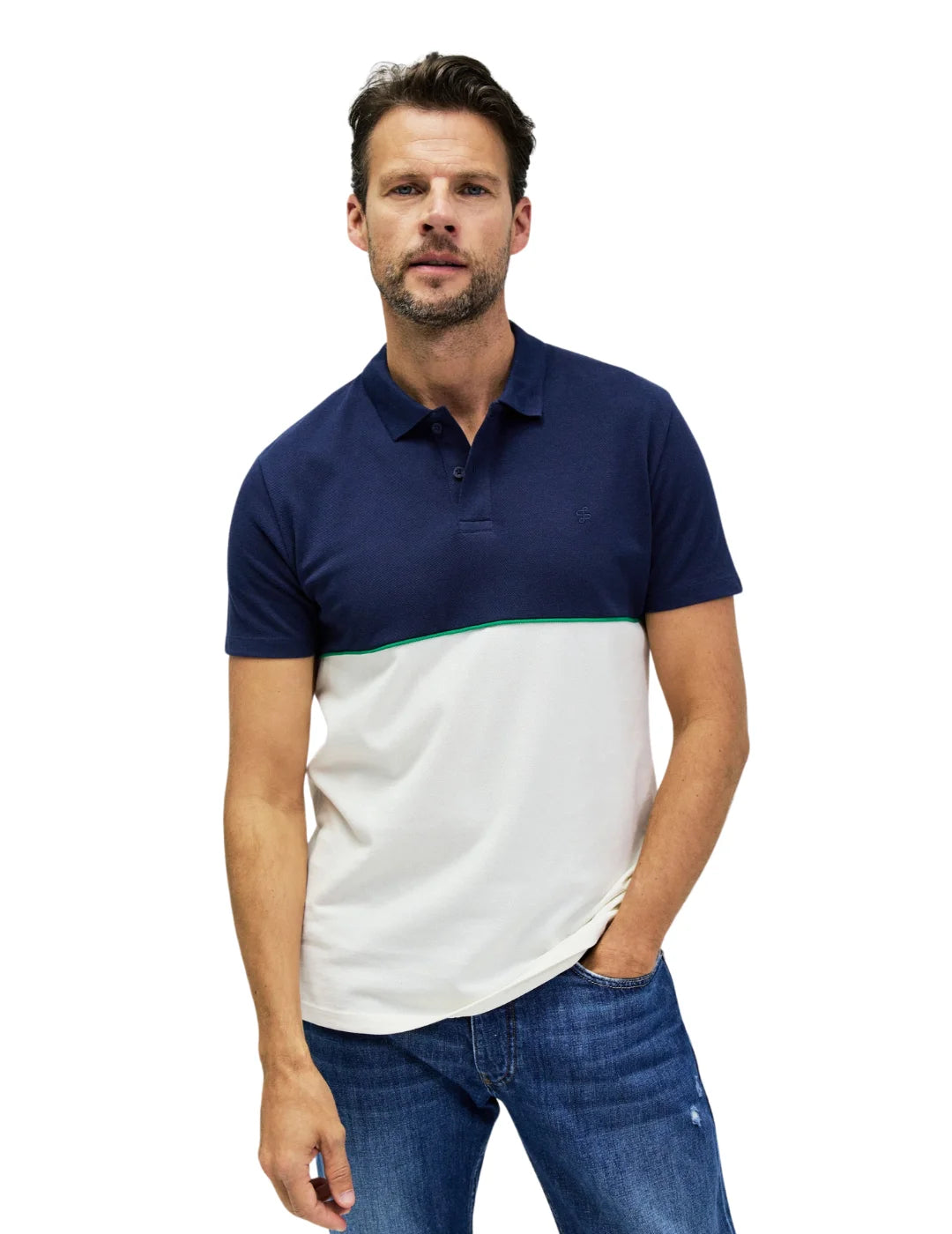 Polo Color Block Salsa Jeans Azul Marino | Bicos de Fío