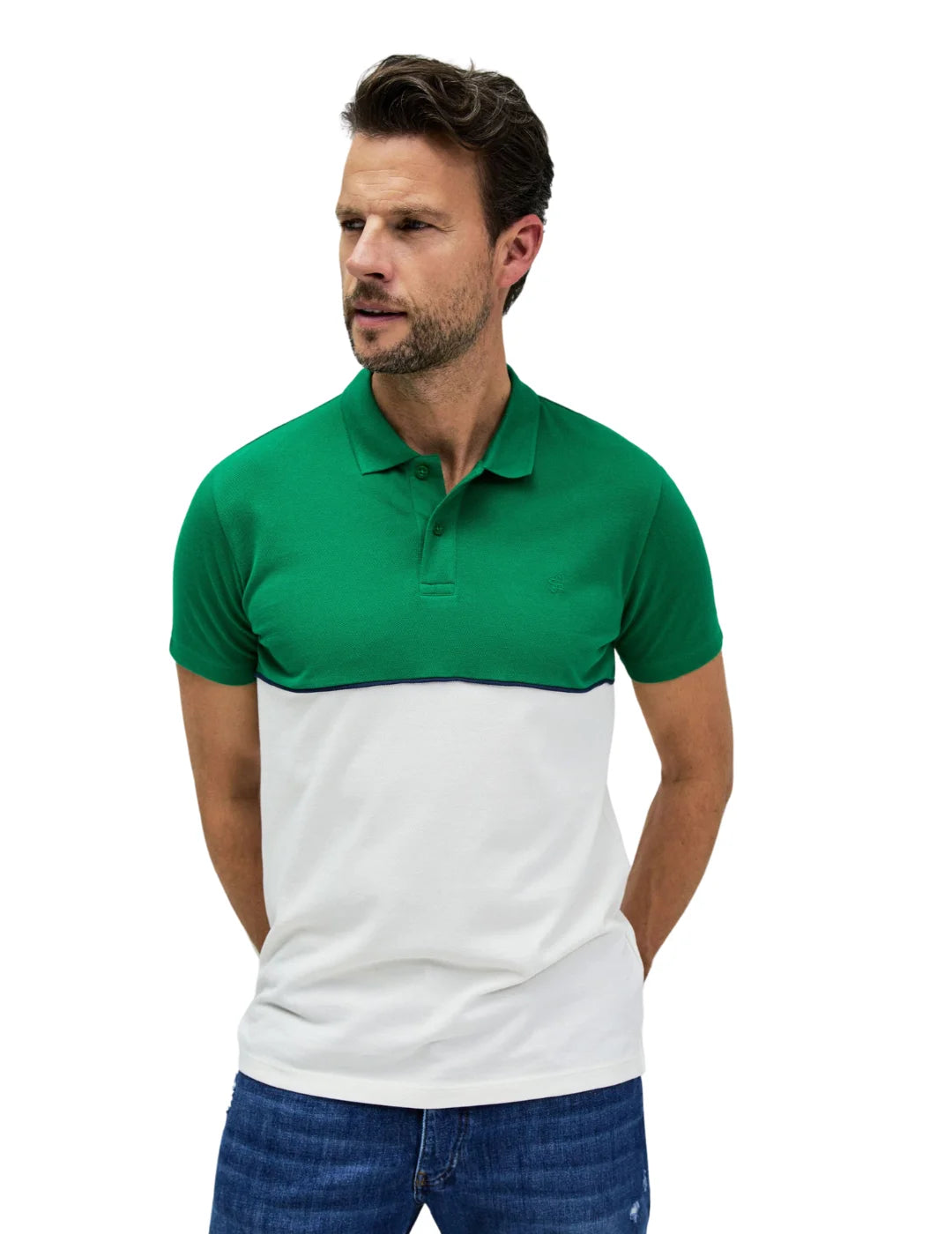 Polo Color Block Salsa Jeans Verde | Bicos de Fío