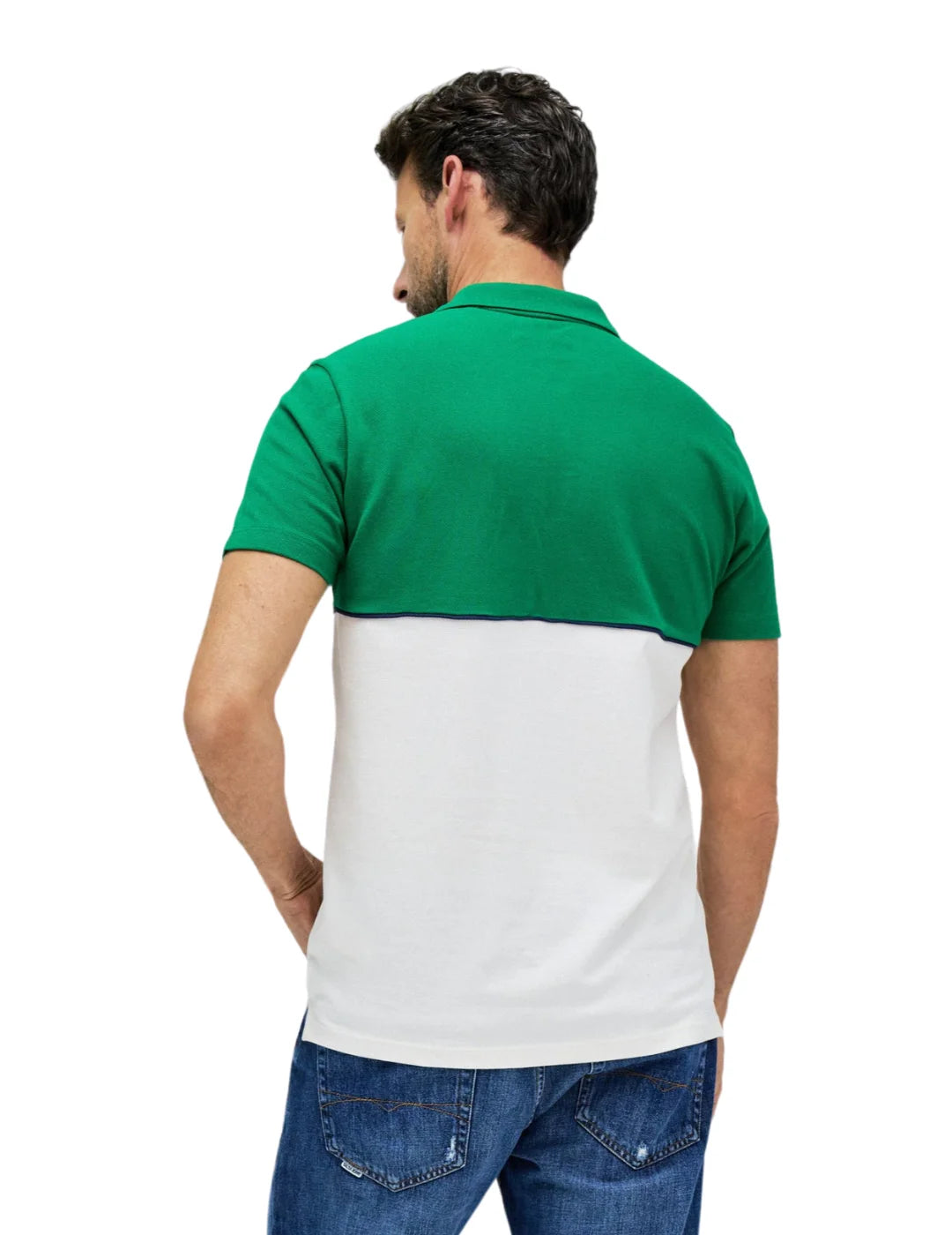 Polo Color Block Salsa Jeans Verde | Bicos de Fío