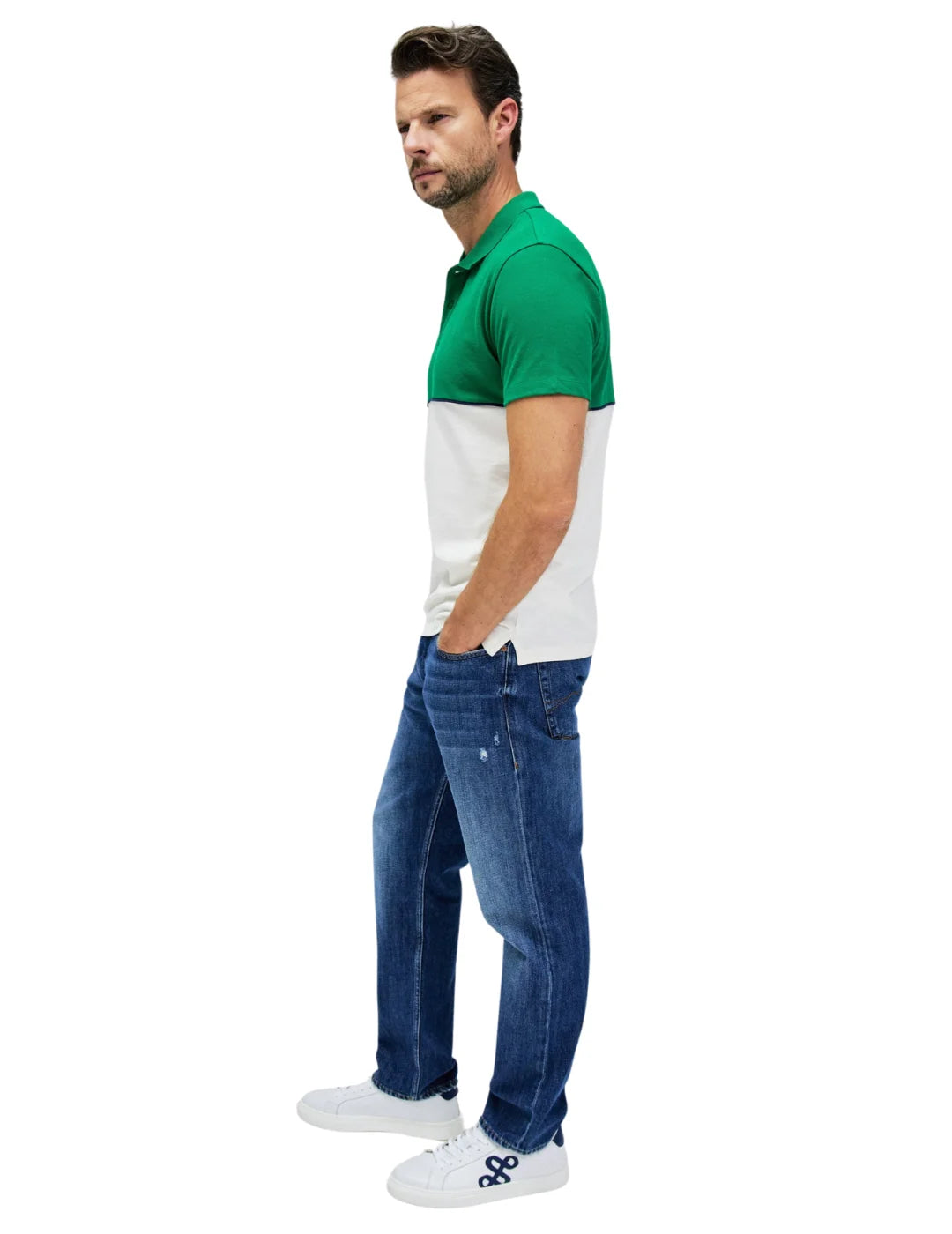 Polo Color Block Salsa Jeans Verde | Bicos de Fío