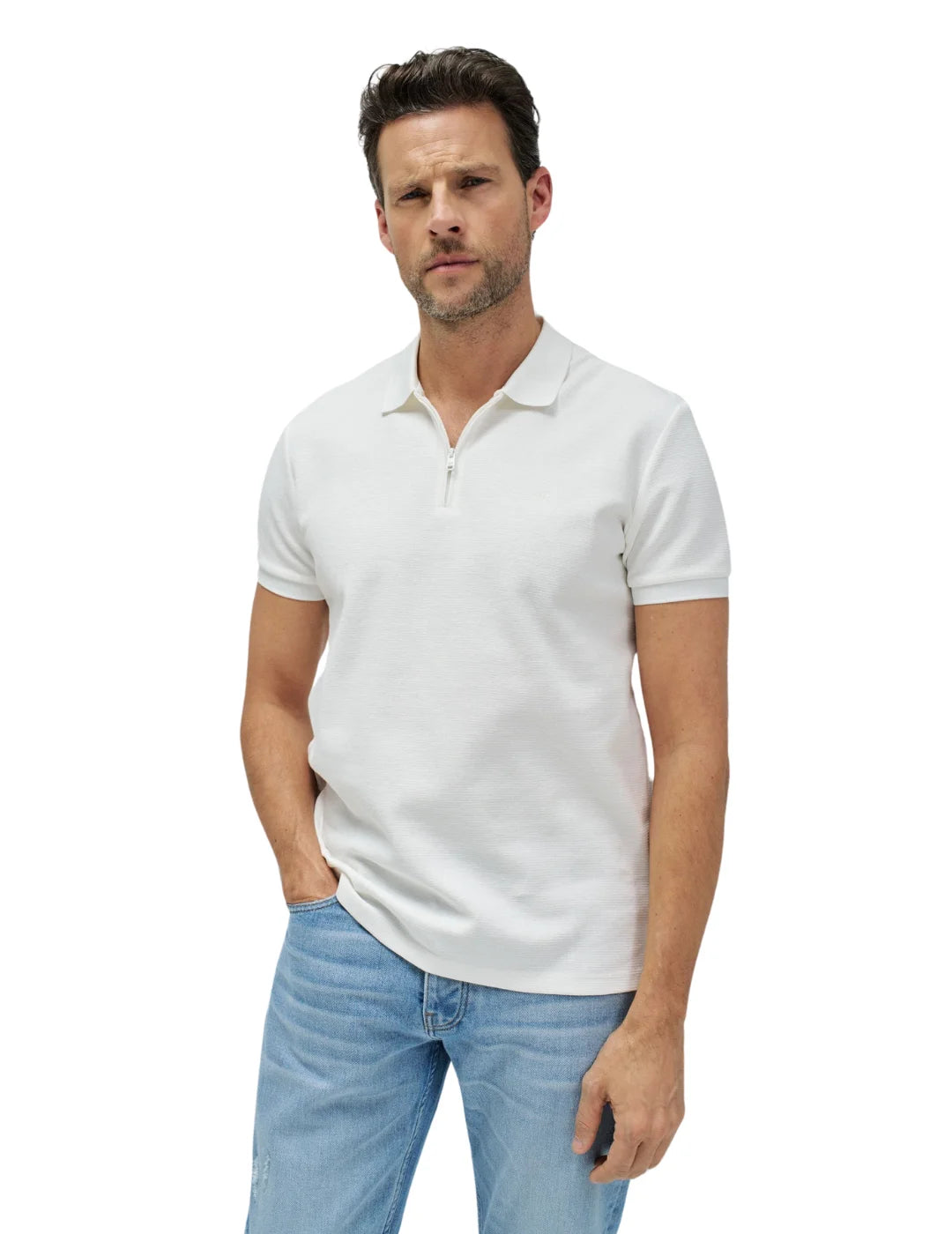 Polo Textura Salsa Jeans Blanco | Bicos de Fío