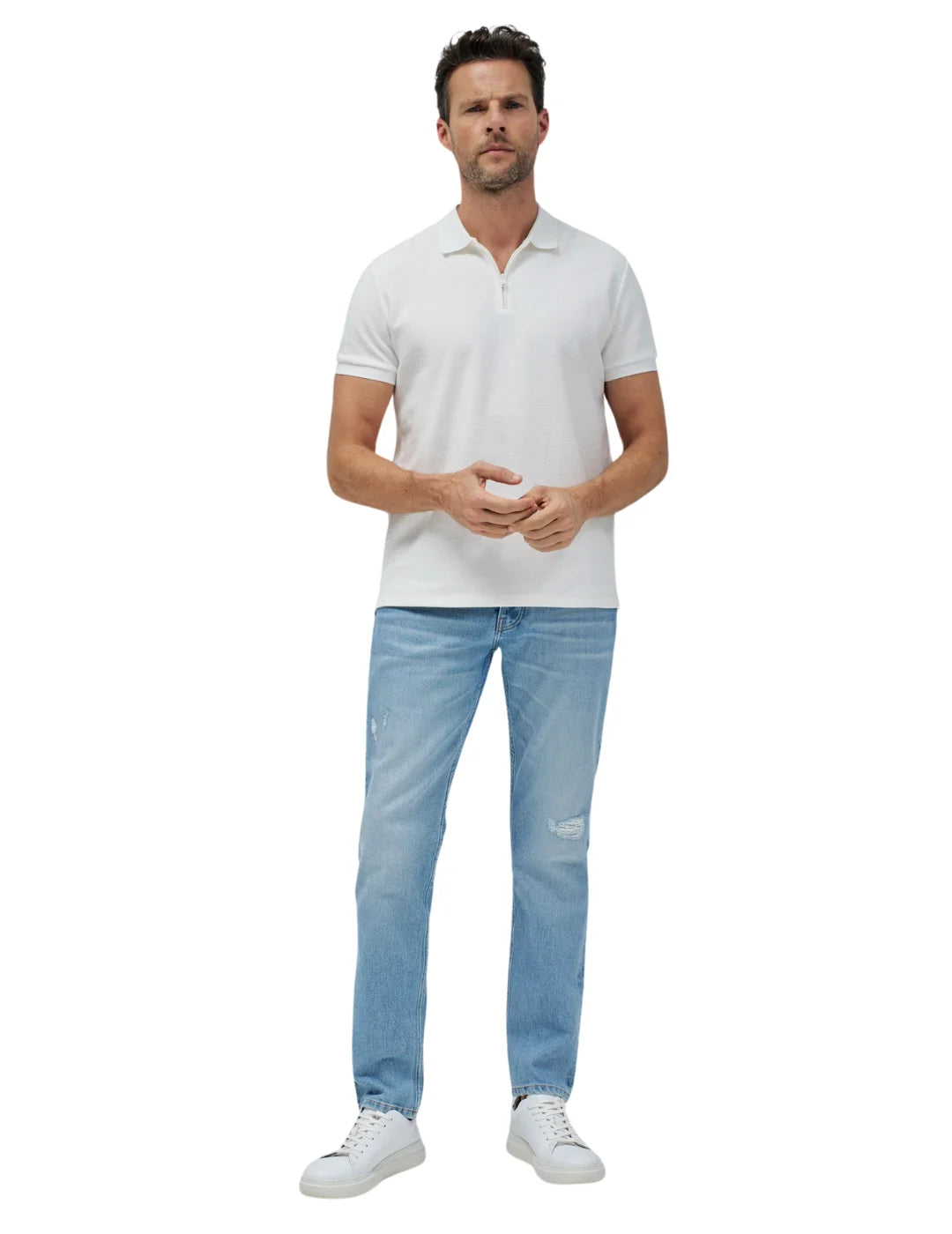 Polo Textura Salsa Jeans Blanco | Bicos de Fío