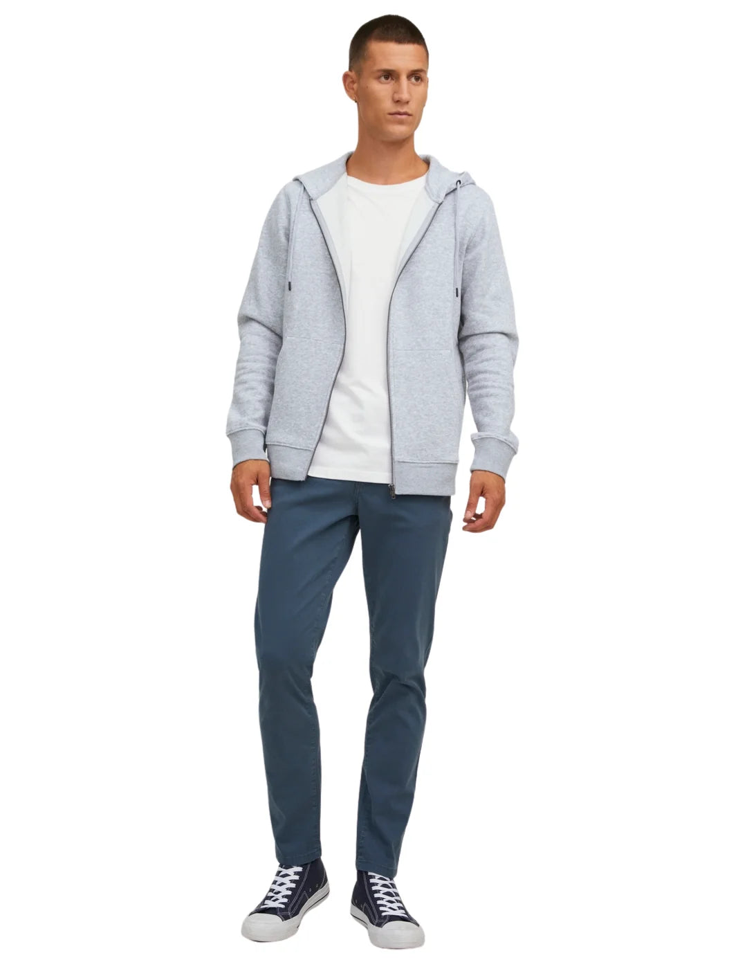 Sudadera Capucha Cremallera Jack&Jones Star Gris | Bicos de Fío