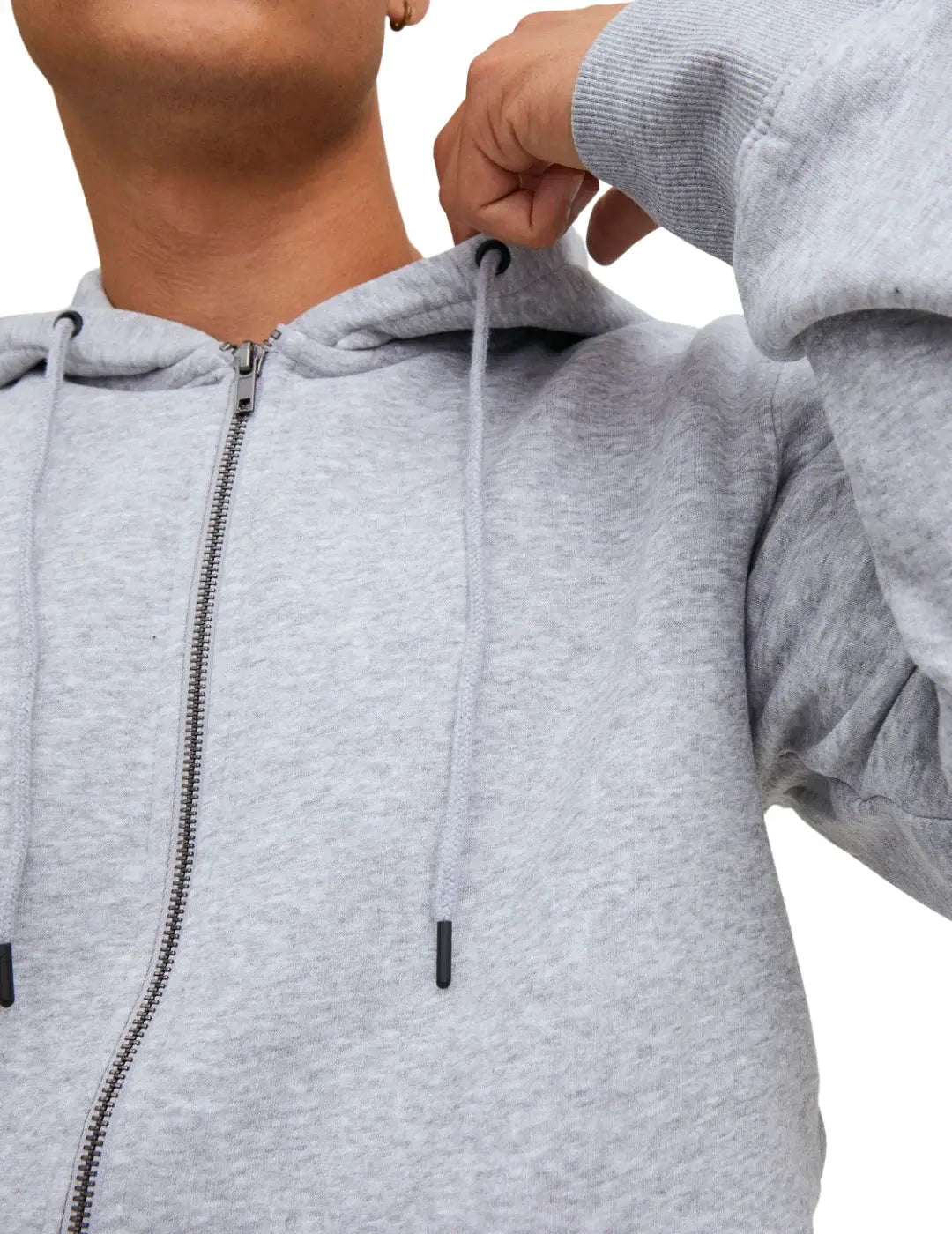 Sudadera Capucha Cremallera Jack&Jones Star Gris | Bicos de Fío