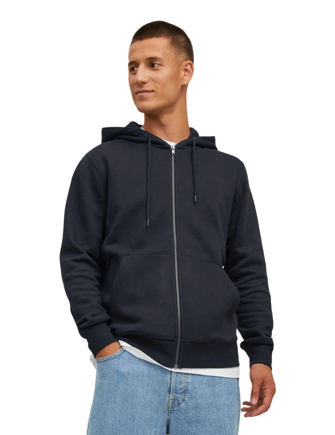 Sudadera Capucha Cremallera Jack&Jones Star Negro | Bicos de Fío