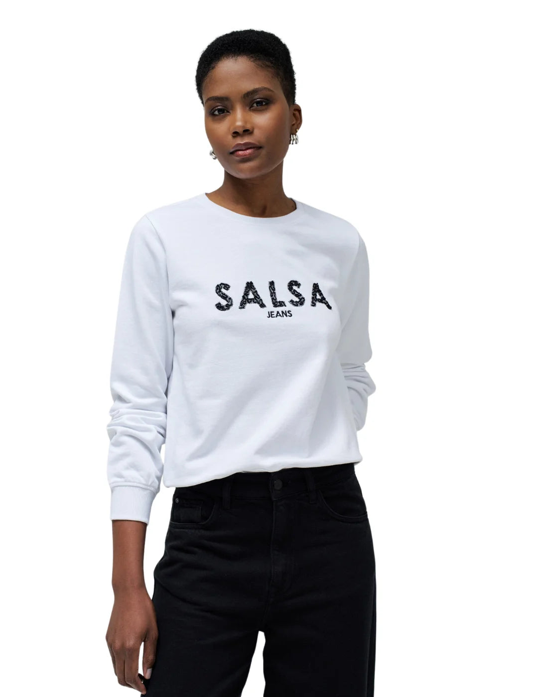 Sudadera Logo Brillos Salsa Jeans Blanco | Bicos de Fío