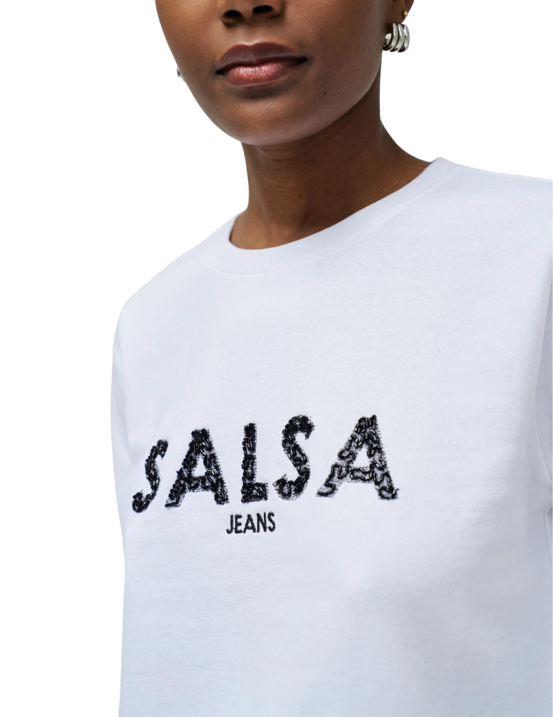 Sudadera Logo Brillos Salsa Jeans Blanco | Bicos de Fío