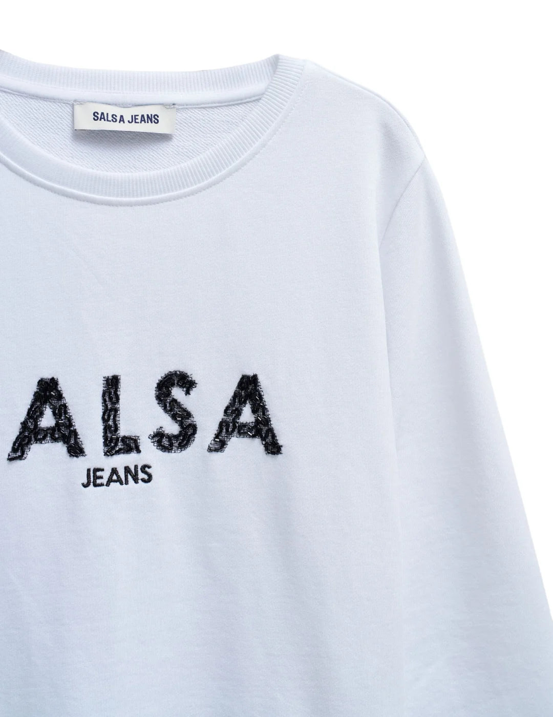 Sudadera Logo Brillos Salsa Jeans Blanco | Bicos de Fío