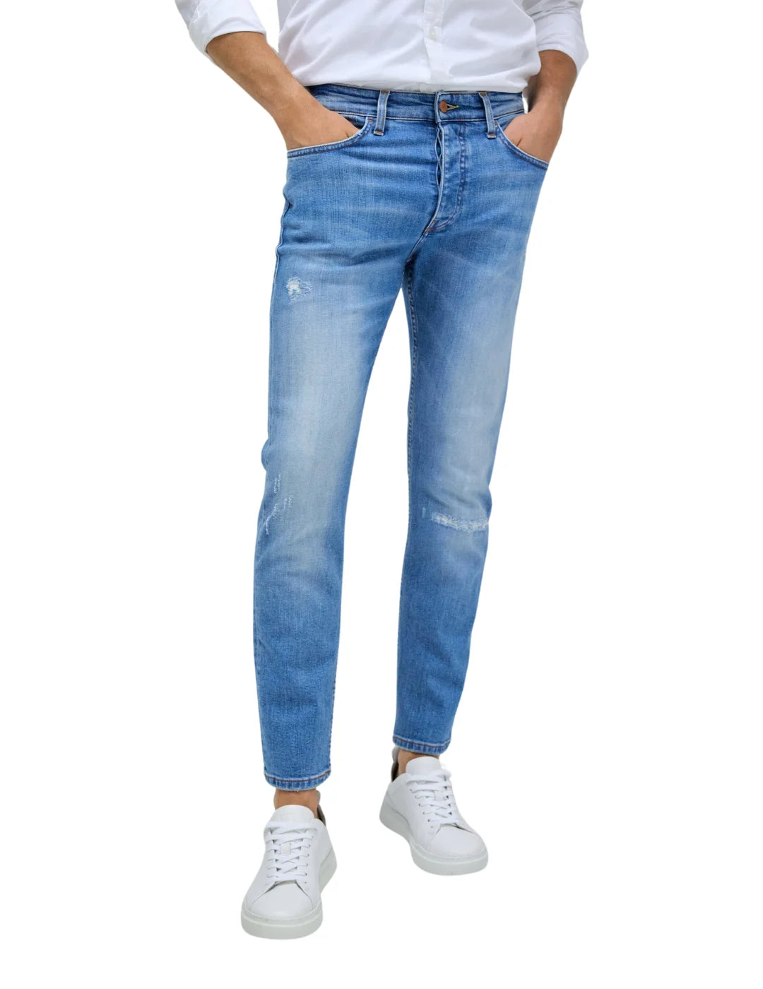 Vaqueros Salsa Jeans Slim Ligeros Rotos Azul | Bicos de Fío